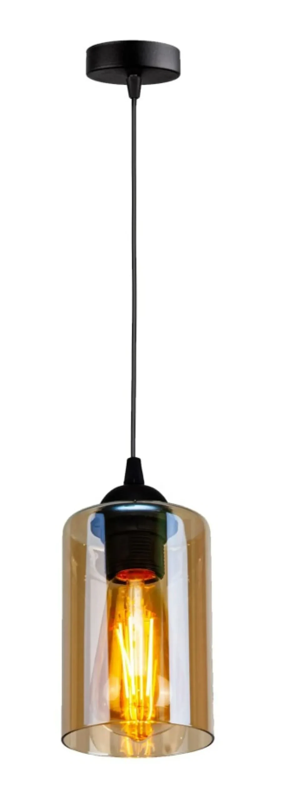 Best Sklep Kaja Smukła lampa wisząca z miodowym kloszem 31-00569 BISTRO | Kaja czarny