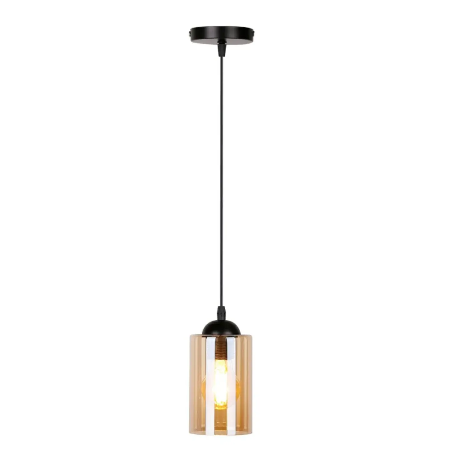 Best Sklep Kaja Smukła lampa wisząca z miodowym kloszem 31-00569 BISTRO | Kaja czarny