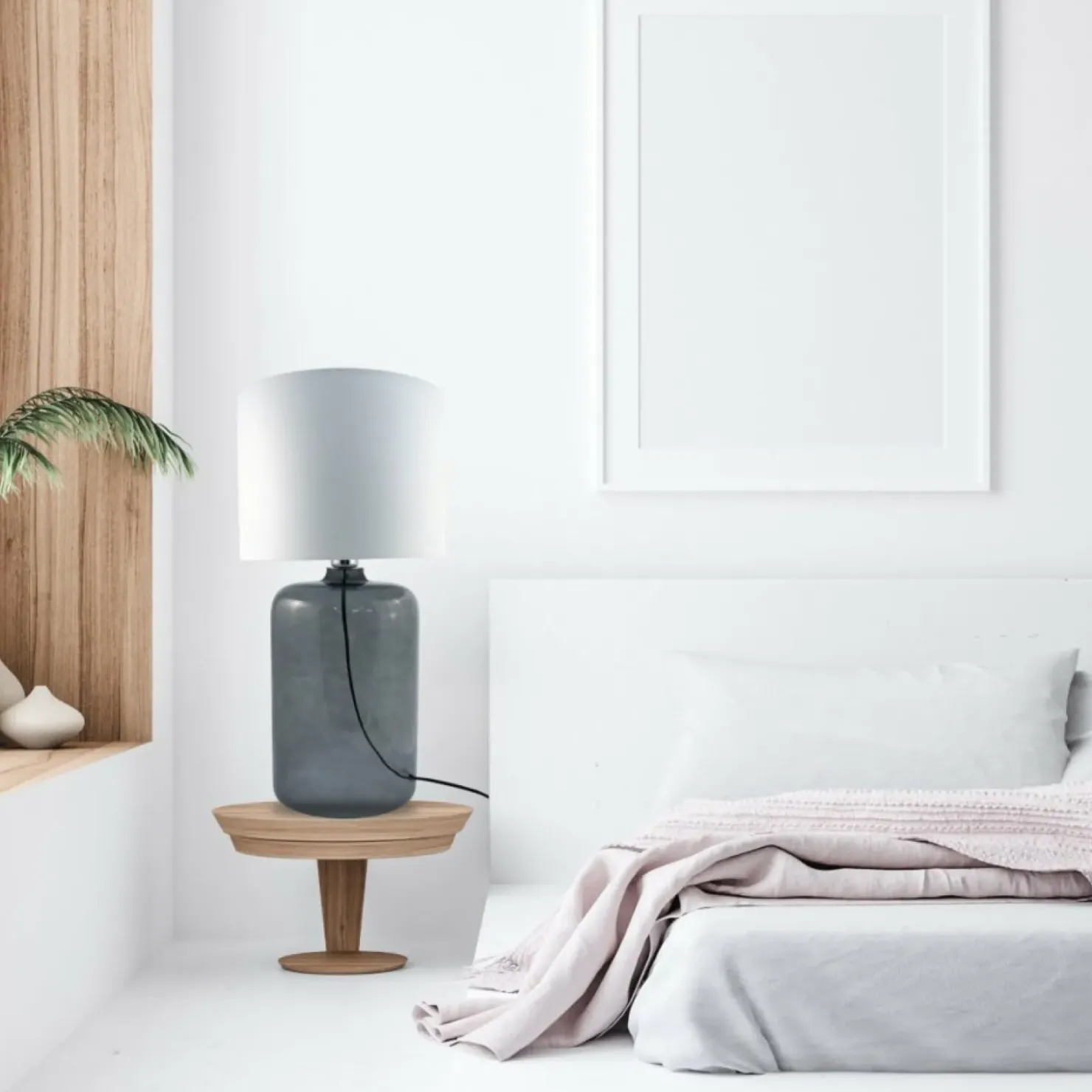 Smukła lampka stołowa z białym abażurem 5509WH AMARSA | Kaja*Sklep Kaja Hot
