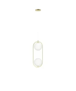 Outlet Sklep Kaja Smukła, złota lampa wisząca, owal z dwoma kloszami AZ4982 COCO | Kaja