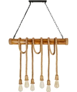 Shop Sklep Kaja Spektakularna lampa wisząca, na sześć żarówek 36-28693 z serii VINT | Kaja Oświe beżowy