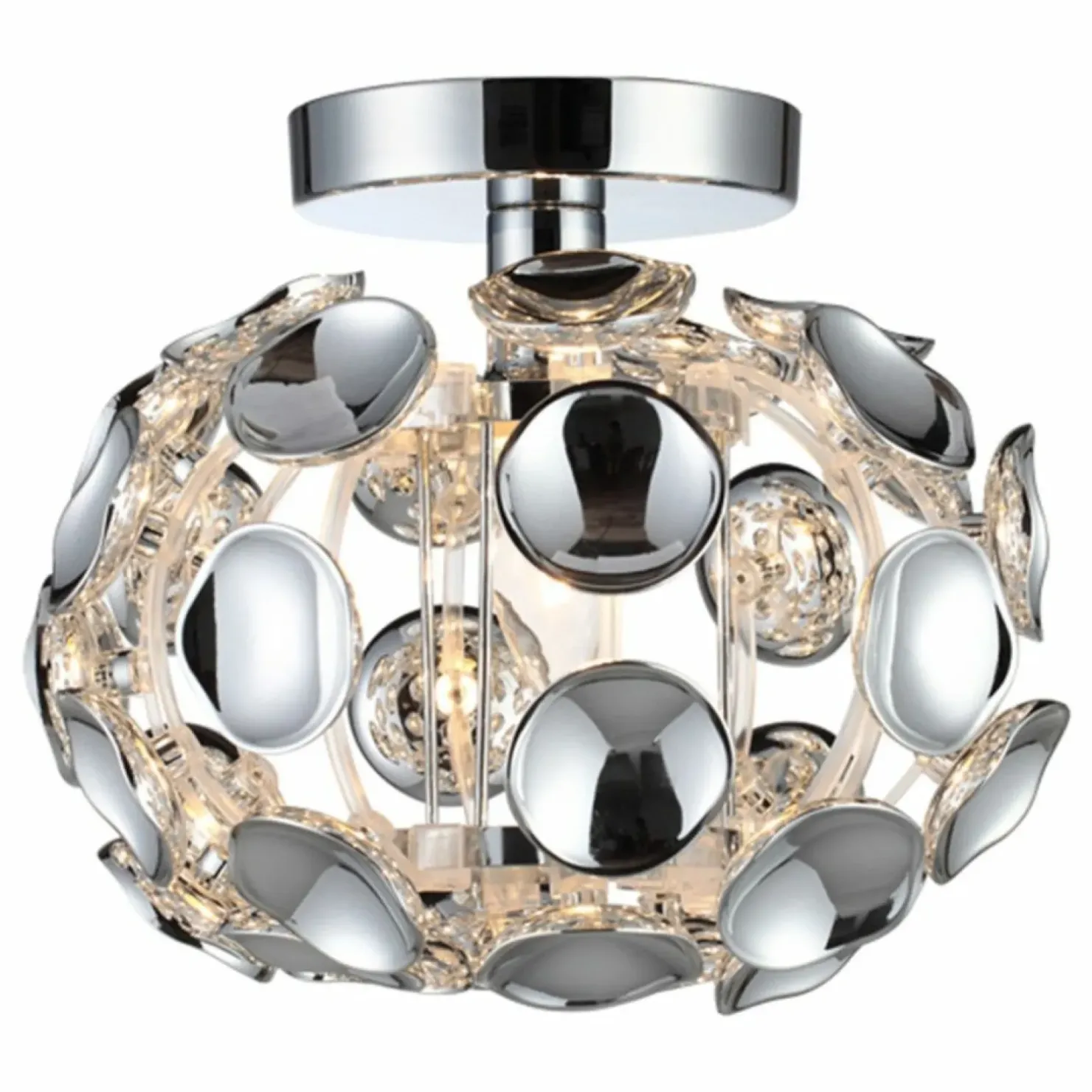 Clearance Sklep Kaja Srebrna lampa sufitowa, kulka LP-17060/1C FERRARA | Kaja Oświetlenie