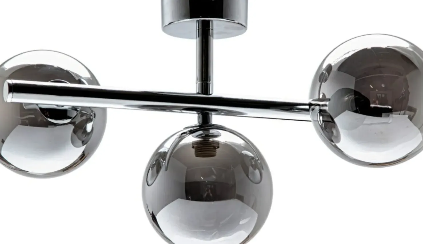 Flash Sale Sklep Kaja Srebrna lampa sufitowa z 3 dymionymi kloszami 5663 z serii LUNA | Kaja chrom