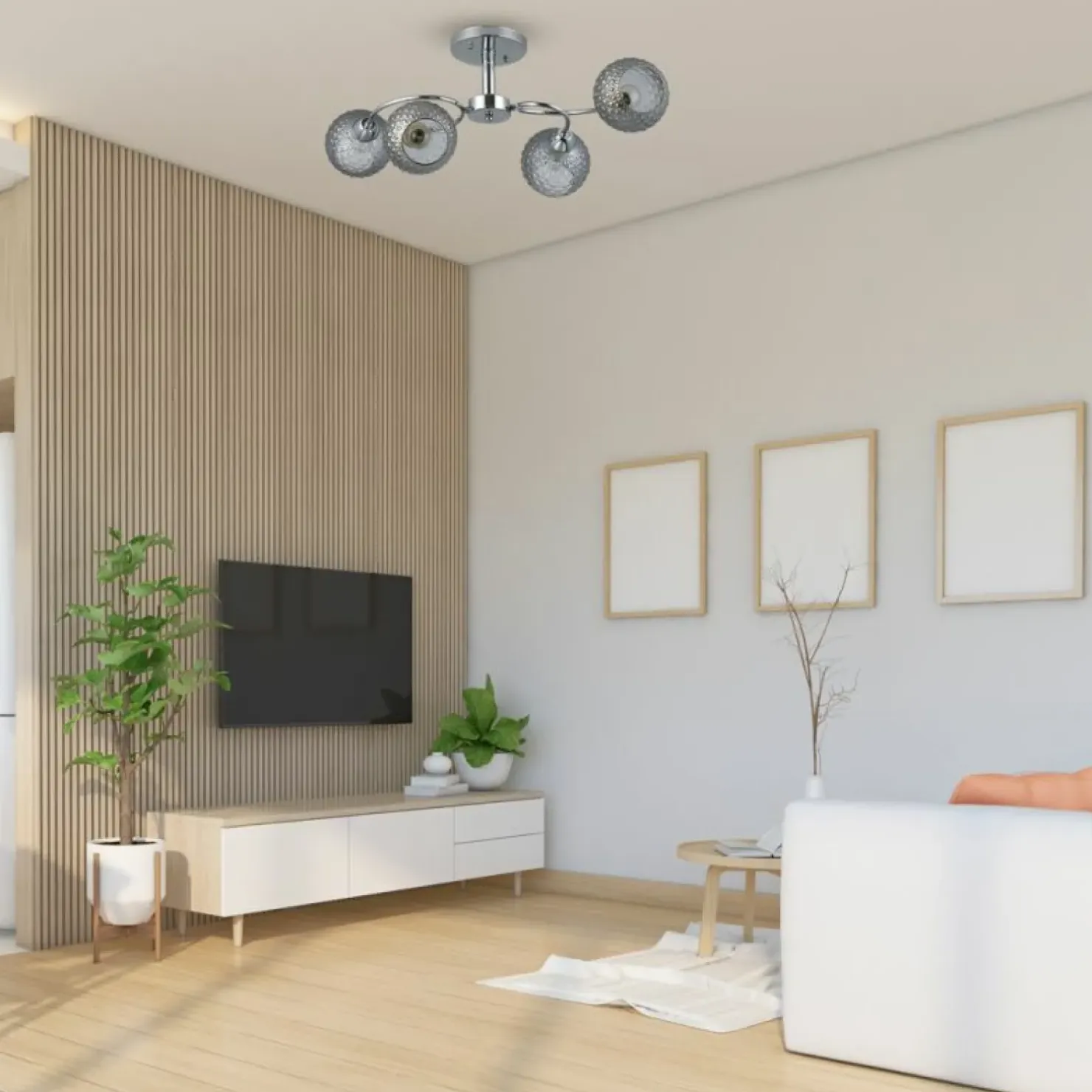 Online Sklep Kaja Srebrna lampa sufitowa z ozdobnymi kloszami ML9750 OAKLAND | Kaja