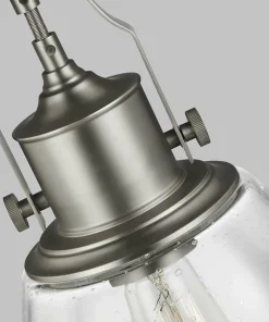 Srebrna lampa wisząca, pojedyncza FE-HOBSON-P-M-SN z serii HOBSON*Sklep Kaja Hot