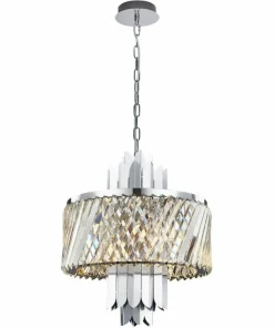 Discount Sklep Kaja Srebrna lampa wisząca z kryształowym kloszem ML0408 MARGOT | Kaja