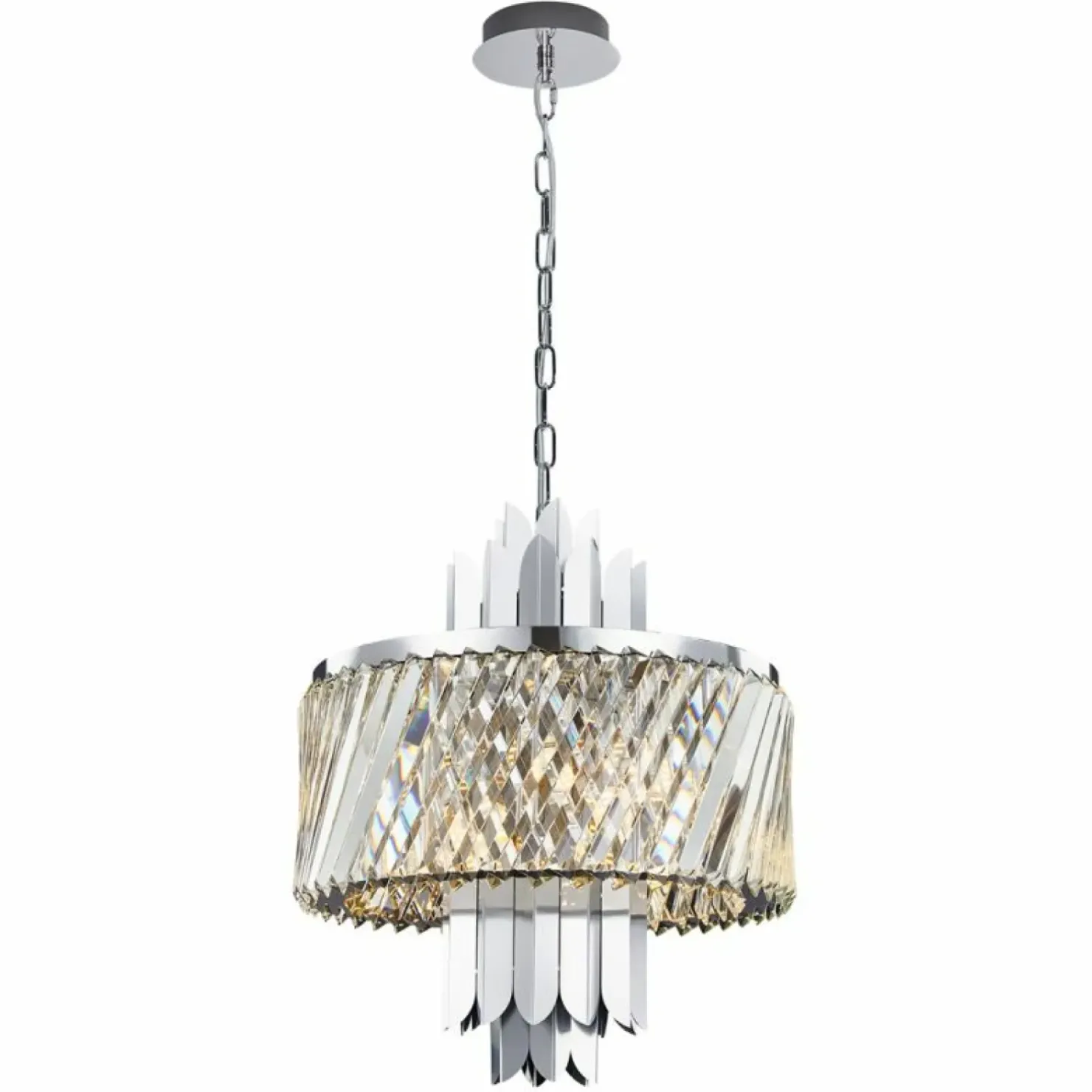 Discount Sklep Kaja Srebrna lampa wisząca z kryształowym kloszem ML0408 MARGOT | Kaja