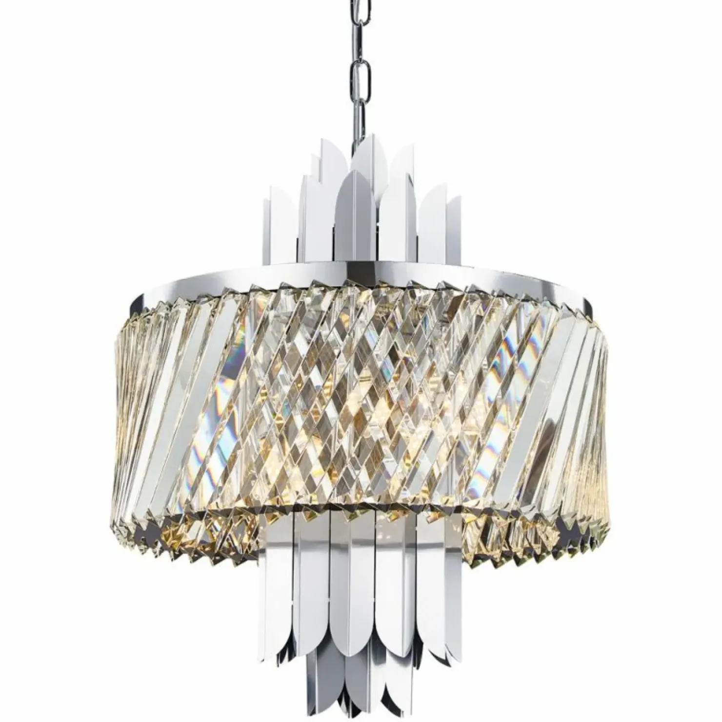 Discount Sklep Kaja Srebrna lampa wisząca z kryształowym kloszem ML0408 MARGOT | Kaja