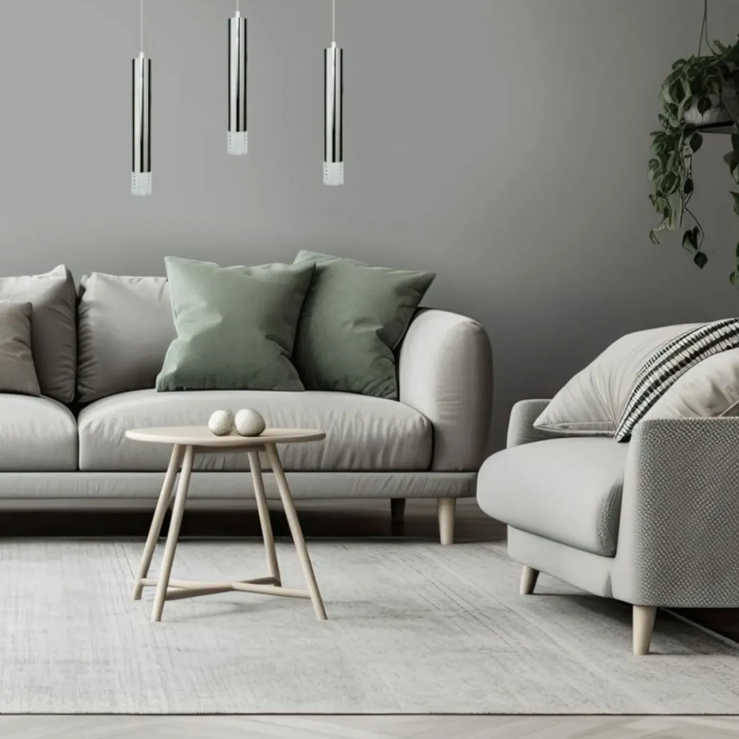 Outlet Sklep Kaja Srebrna lampa wisząca z ozdobną końcówką ML8875 TUBI | Kaja