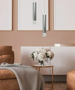 Outlet Sklep Kaja Srebrna lampa wisząca z ozdobną końcówką ML8875 TUBI | Kaja