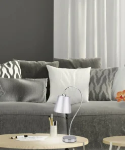 Srebrna lampka stołowa na szafkę nocną 41-70760 LUK | Kaja Oświetlenie*Sklep Kaja Store