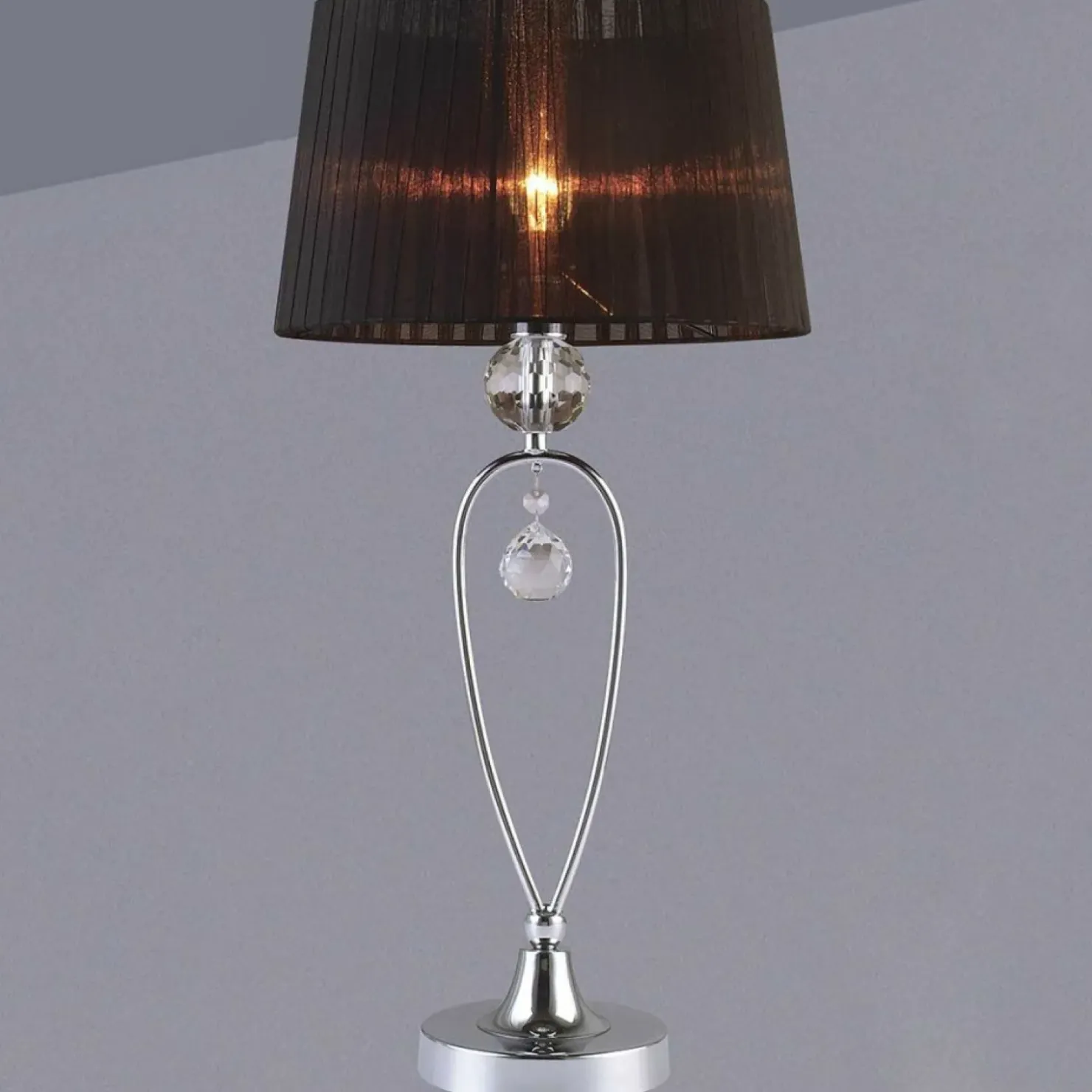 Srebrna lampka z czarnym abażurem MTM1637-1 VIVIEN | Kaja Oświetlenie*Sklep Kaja Shop
