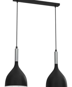 Fashion Sklep Kaja Srebrno-czarna lampa wisząca, dwa klosze LX 3955 z serii NOAK | Kaja