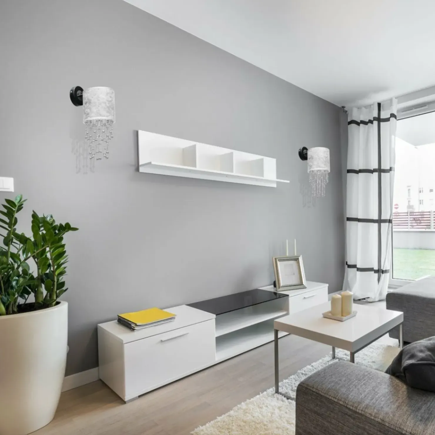Srebrny kinkiet ścienny, kryształowy, glamour MLP6433 z serii ALMERIA | Kaja Ośw*Sklep Kaja Shop