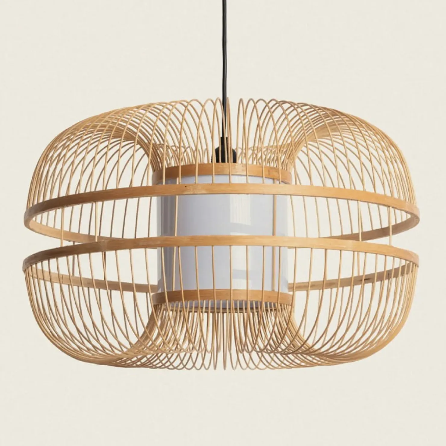 Fashion Sklep Kaja Stylowa, bambusowa lampa wisząca ABR-LW25-BH-E27 BOHO | Kaja brązowy