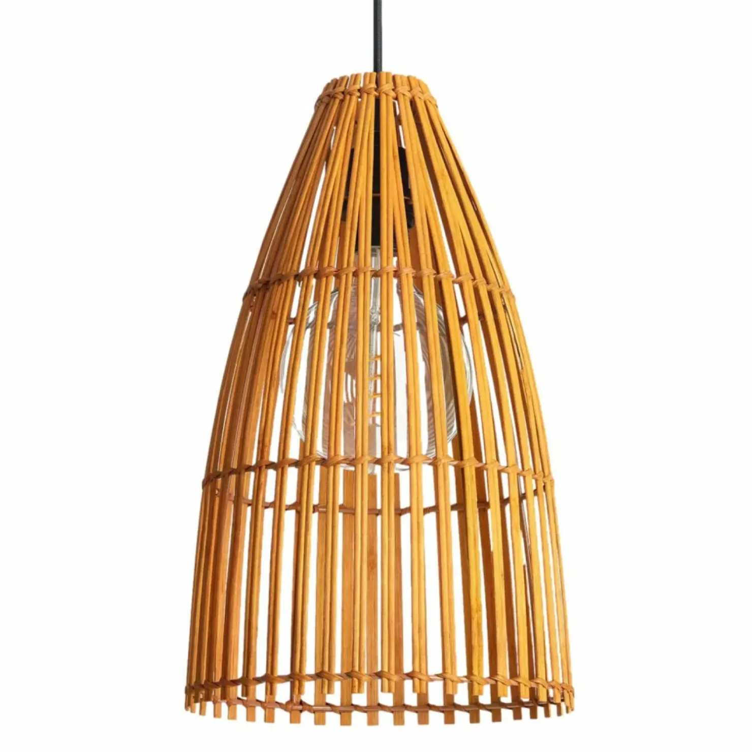 Discount Sklep Kaja Stylowa, bambusowa lampa wisząca ABR-LW7-BH-E27 BOHO | Kaja brązowy