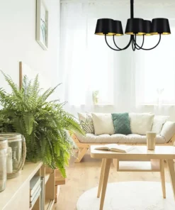 Stylowa lampa ścienna z czarno-złotym abażurem K-4337 | Kaja*Sklep Kaja Cheap