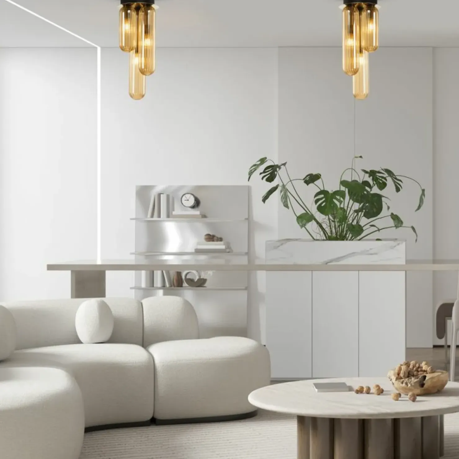 New Sklep Kaja Stylowa lampa sufitowa, ryflowane klosze ML0340 PAX | Kaja Oświetlenie