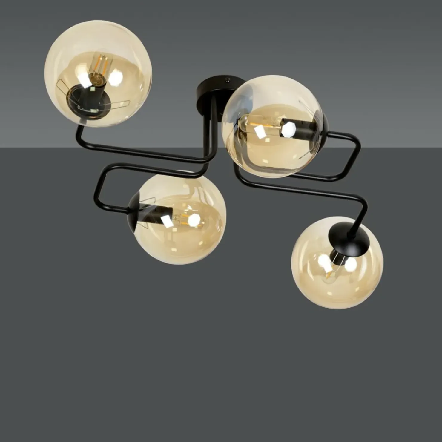 Online Sklep Kaja Stylowa lampa sufitowa z 4 miodowymi kloszami 833/4 | Kaja Oświetlenie