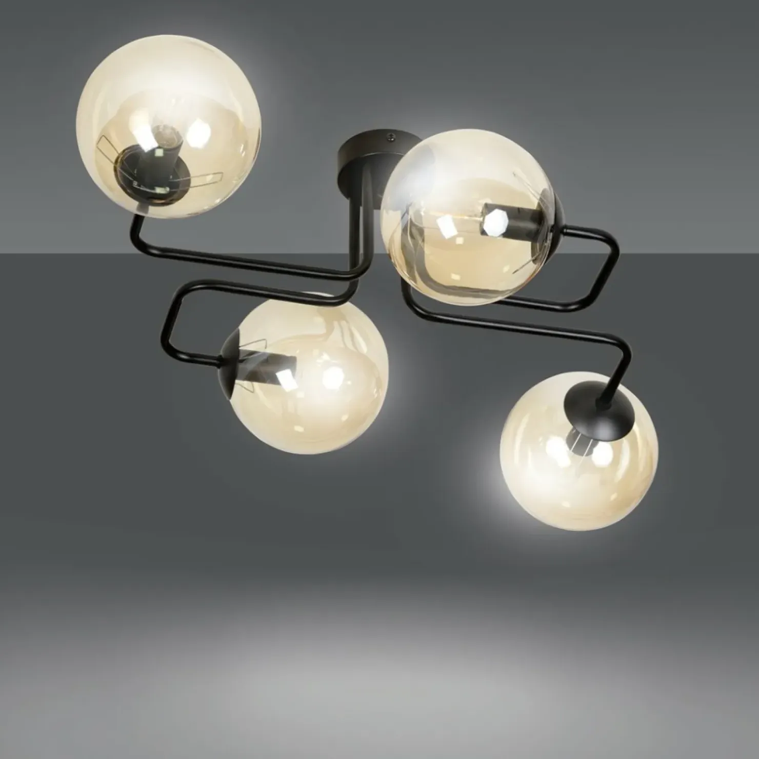 Online Sklep Kaja Stylowa lampa sufitowa z 4 miodowymi kloszami 833/4 | Kaja Oświetlenie