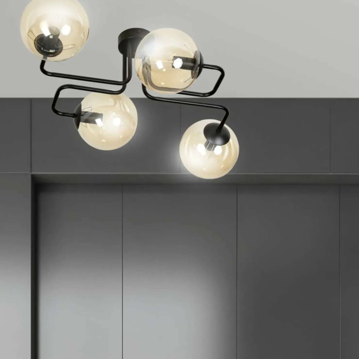 Online Sklep Kaja Stylowa lampa sufitowa z 4 miodowymi kloszami 833/4 | Kaja Oświetlenie
