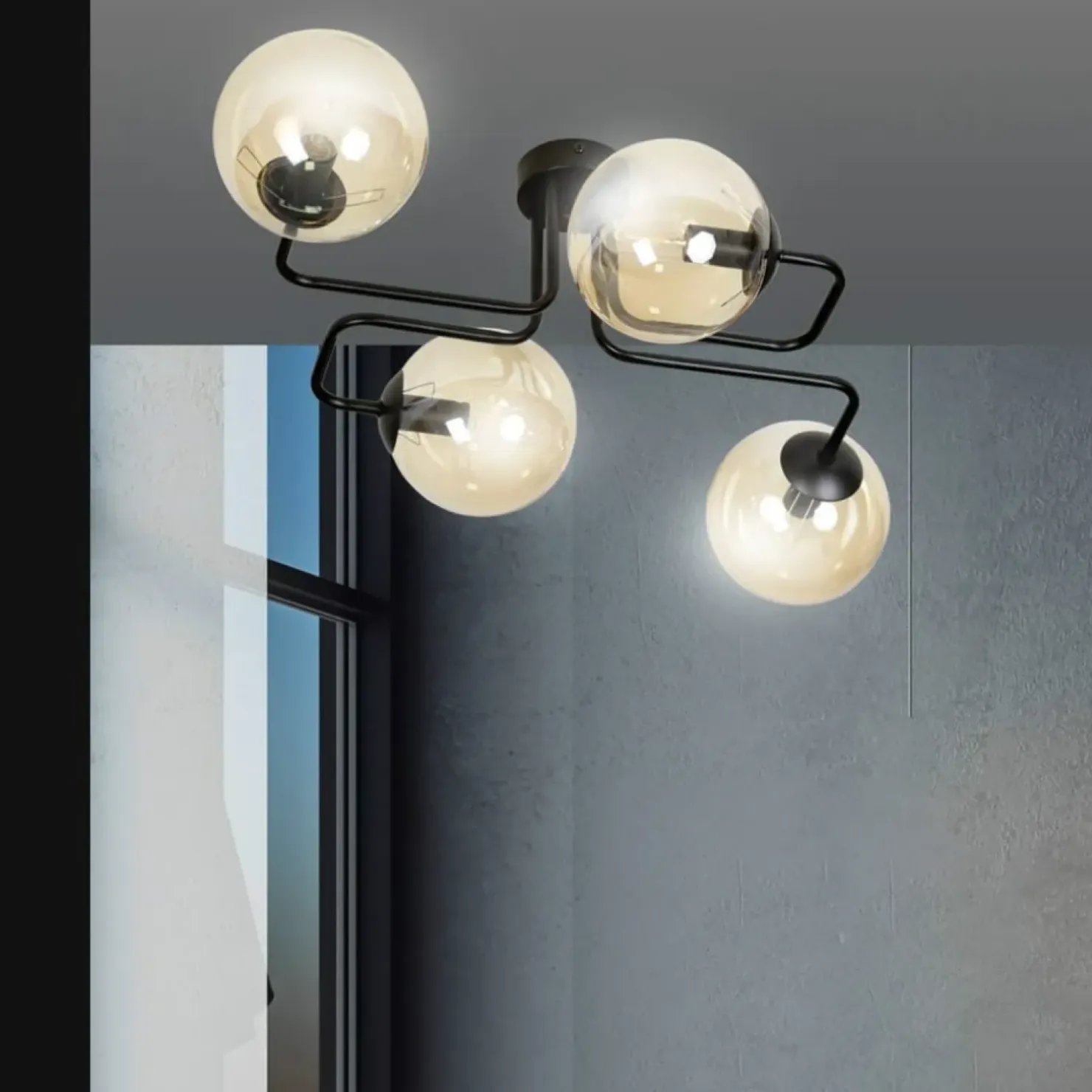Online Sklep Kaja Stylowa lampa sufitowa z 4 miodowymi kloszami 833/4 | Kaja Oświetlenie