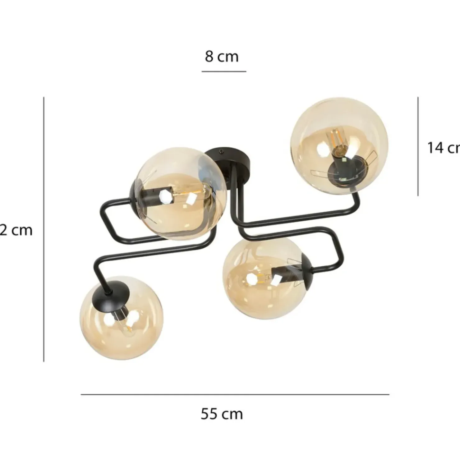 Online Sklep Kaja Stylowa lampa sufitowa z 4 miodowymi kloszami 833/4 | Kaja Oświetlenie