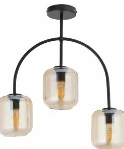Best Sklep Kaja Stylowa lampa sufitowa z bursztynowymi kloszami SIG 32244 - SHINE
