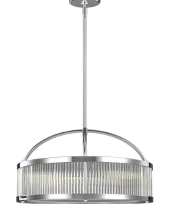 Outlet Sklep Kaja Stylowa lampa wisząca, ryflowana FE-PAULSON-6P z serii PAULSON chrom