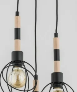 Best Sklep Kaja Stylowa lampa wisząca z elementami z drewna AL 61029 | Kaja