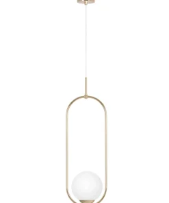 Stylowa lampa wisząca, złota konstrukcja z kloszem K-5391 z serii RITUS*Sklep Kaja Discount