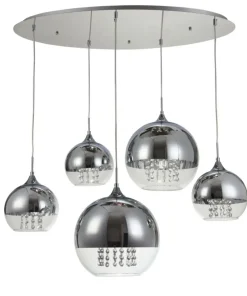 Store Sklep Kaja Stylowa lampa z okrągłymi kloszami P140-PL-170-5-N FERMI | Kaja nikiel