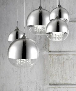 Store Sklep Kaja Stylowa lampa z okrągłymi kloszami P140-PL-170-5-N FERMI | Kaja nikiel
