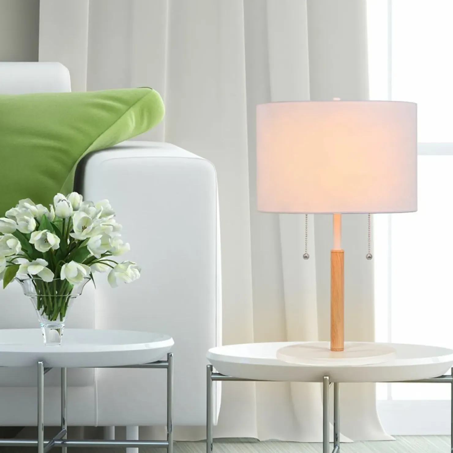 Stylowa lampka nocna z abażurem LP-0304/2T WH FOGO | Kaja Oświetlenie*Sklep Kaja Outlet