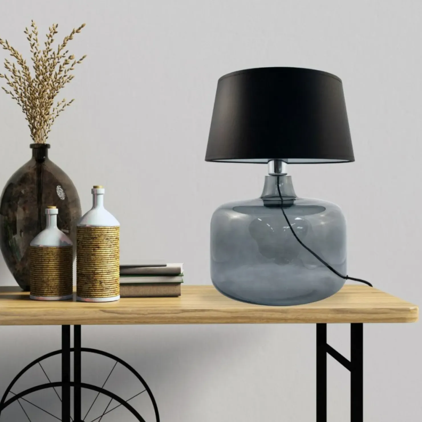 Stylowa lampka stołowa na szklanej nodze 5531BK BATUMI | Kaja*Sklep Kaja Sale