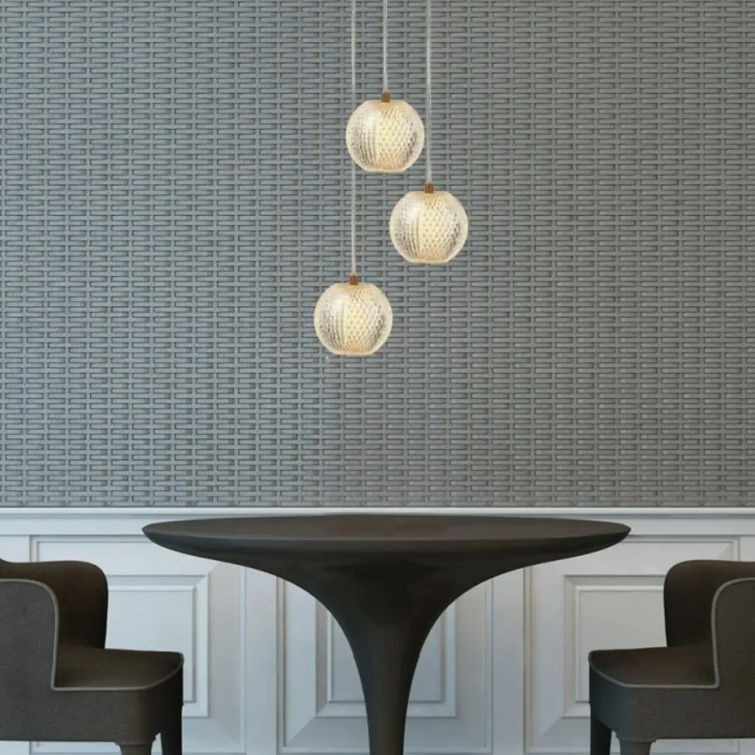Outlet Sklep Kaja Stylowa, złota lampa wisząca z kloszami LP-2202/3P GD DIAMOND | Kaja