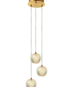 Outlet Sklep Kaja Stylowa, złota lampa wisząca z kloszami LP-2202/3P GD DIAMOND | Kaja