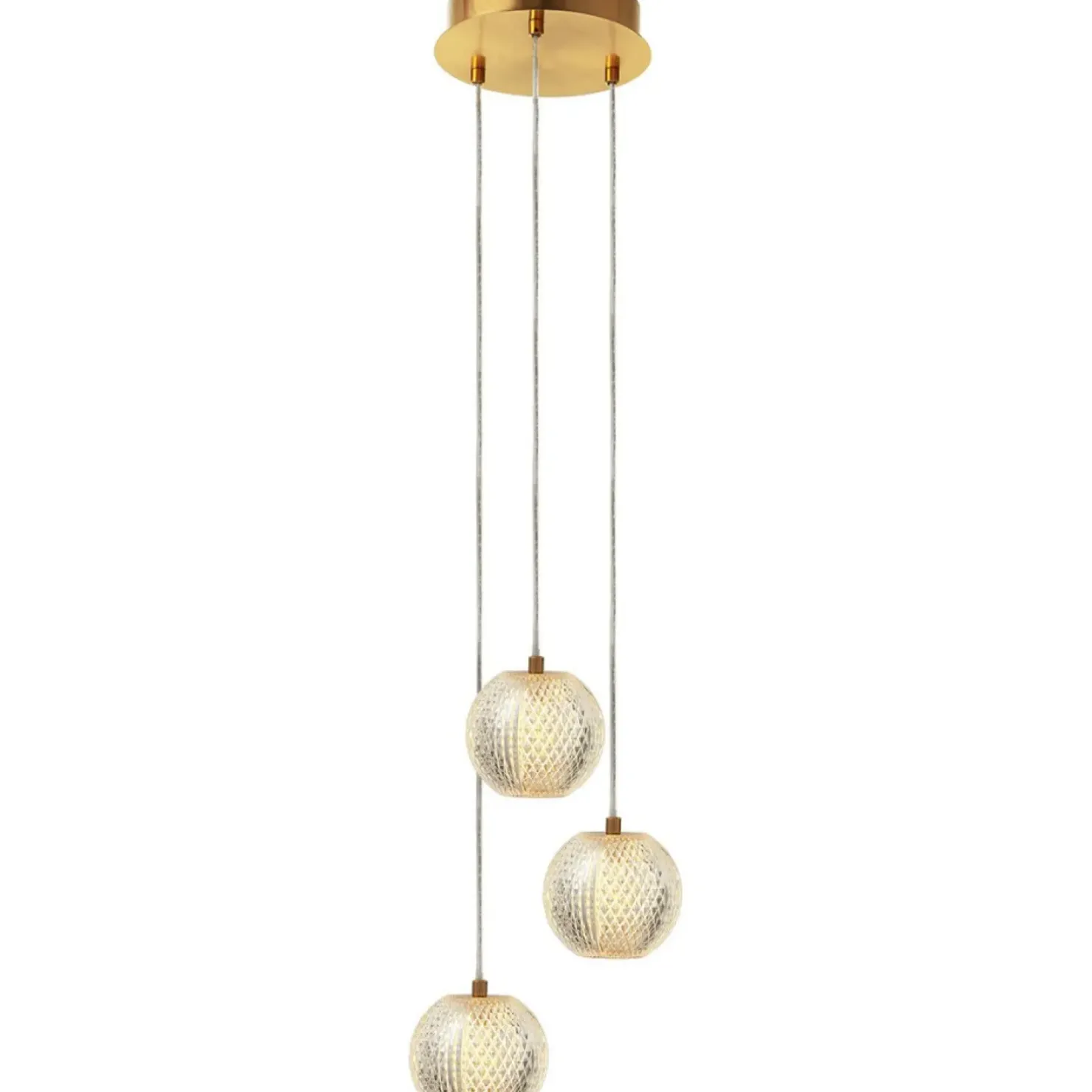 Outlet Sklep Kaja Stylowa, złota lampa wisząca z kloszami LP-2202/3P GD DIAMOND | Kaja