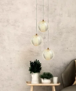 Outlet Sklep Kaja Stylowa, złota lampa wisząca z kloszami LP-2202/3P GD DIAMOND | Kaja