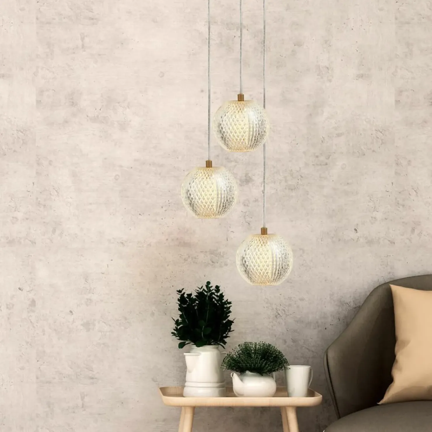 Outlet Sklep Kaja Stylowa, złota lampa wisząca z kloszami LP-2202/3P GD DIAMOND | Kaja