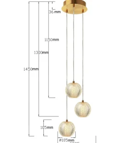 Outlet Sklep Kaja Stylowa, złota lampa wisząca z kloszami LP-2202/3P GD DIAMOND | Kaja