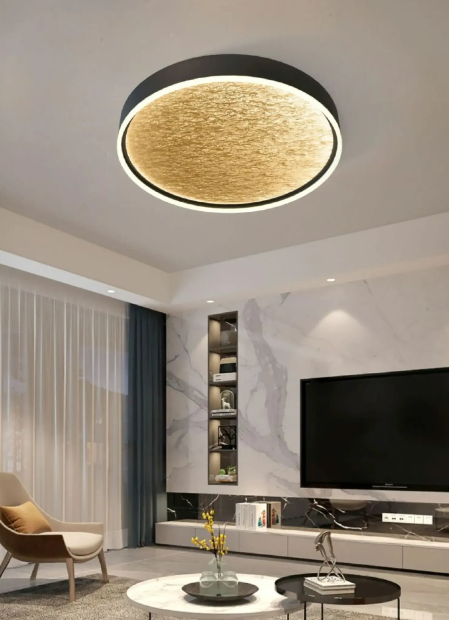 Stylowy plafon LED, złote wnętrze WF 9002-104L BORDEAUX | Kaja*Sklep Kaja Sale
