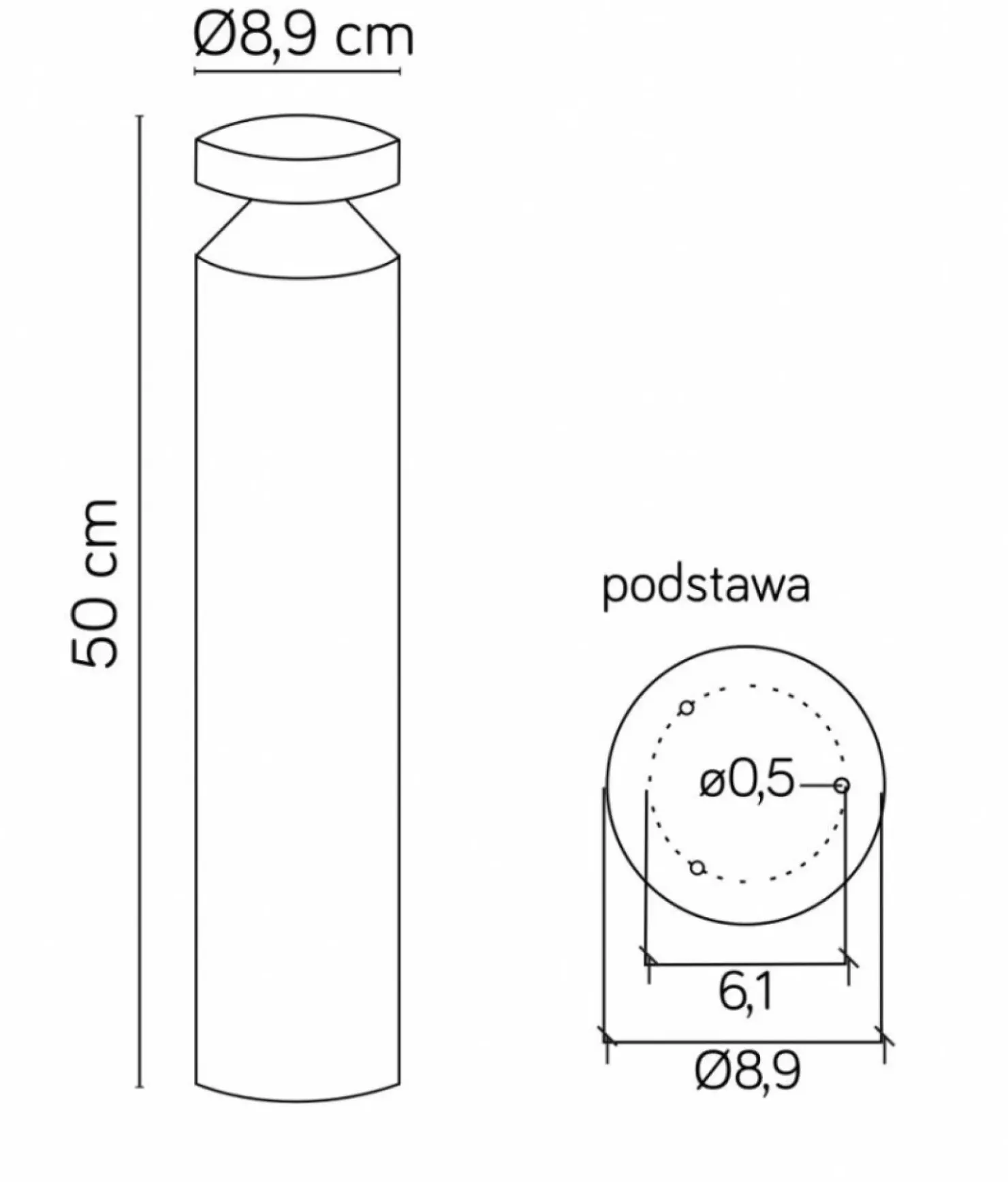 Słupek ogrodowy, ledowe oświetlenie, moc 6W DL-500 z serii DELTA | Kaja Oświetle*Sklep Kaja Best