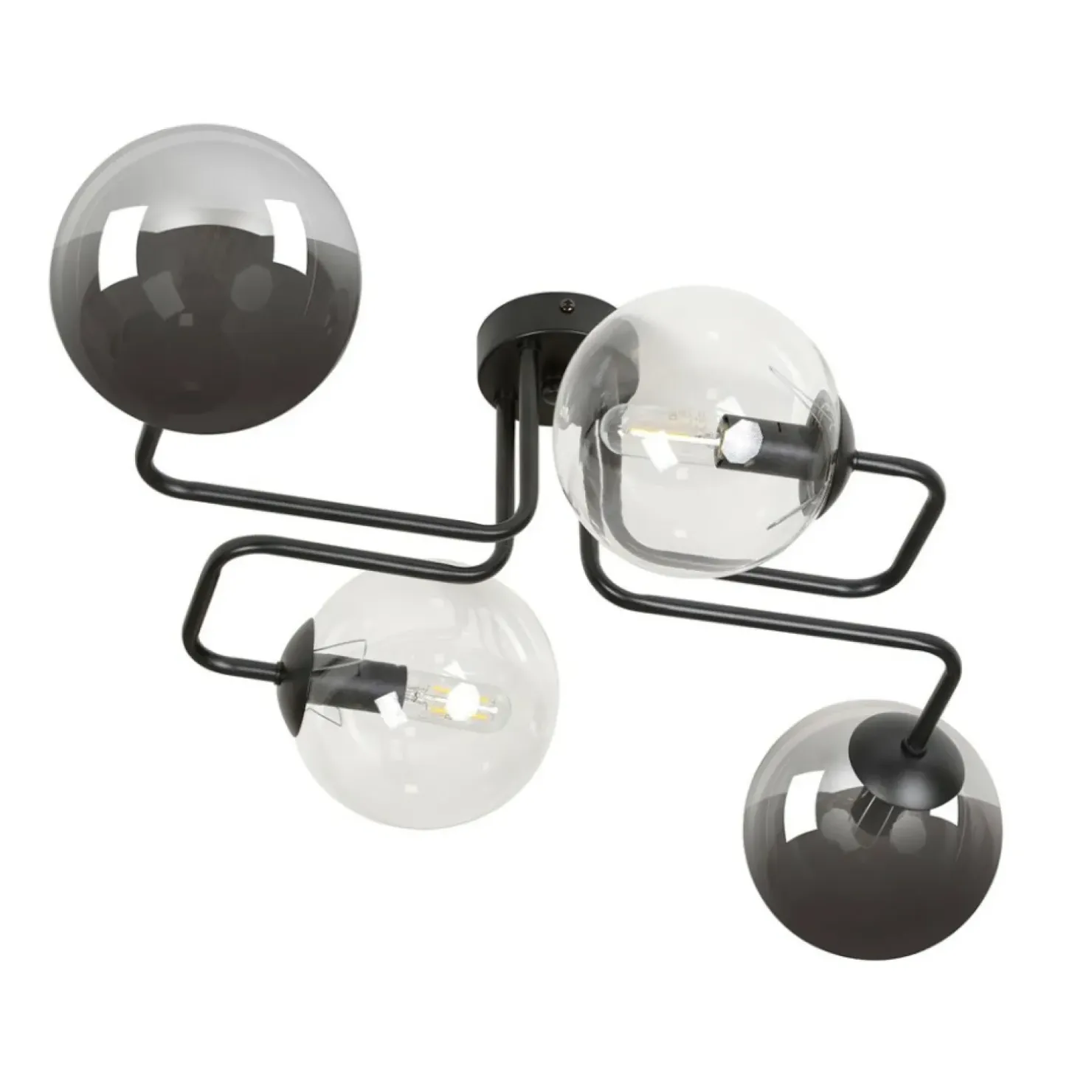 Sale Sklep Kaja Symetryczna czarna lampa sufitowa z kloszami 843/4M3 | Kaja