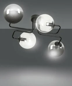 Sale Sklep Kaja Symetryczna czarna lampa sufitowa z kloszami 843/4M3 | Kaja
