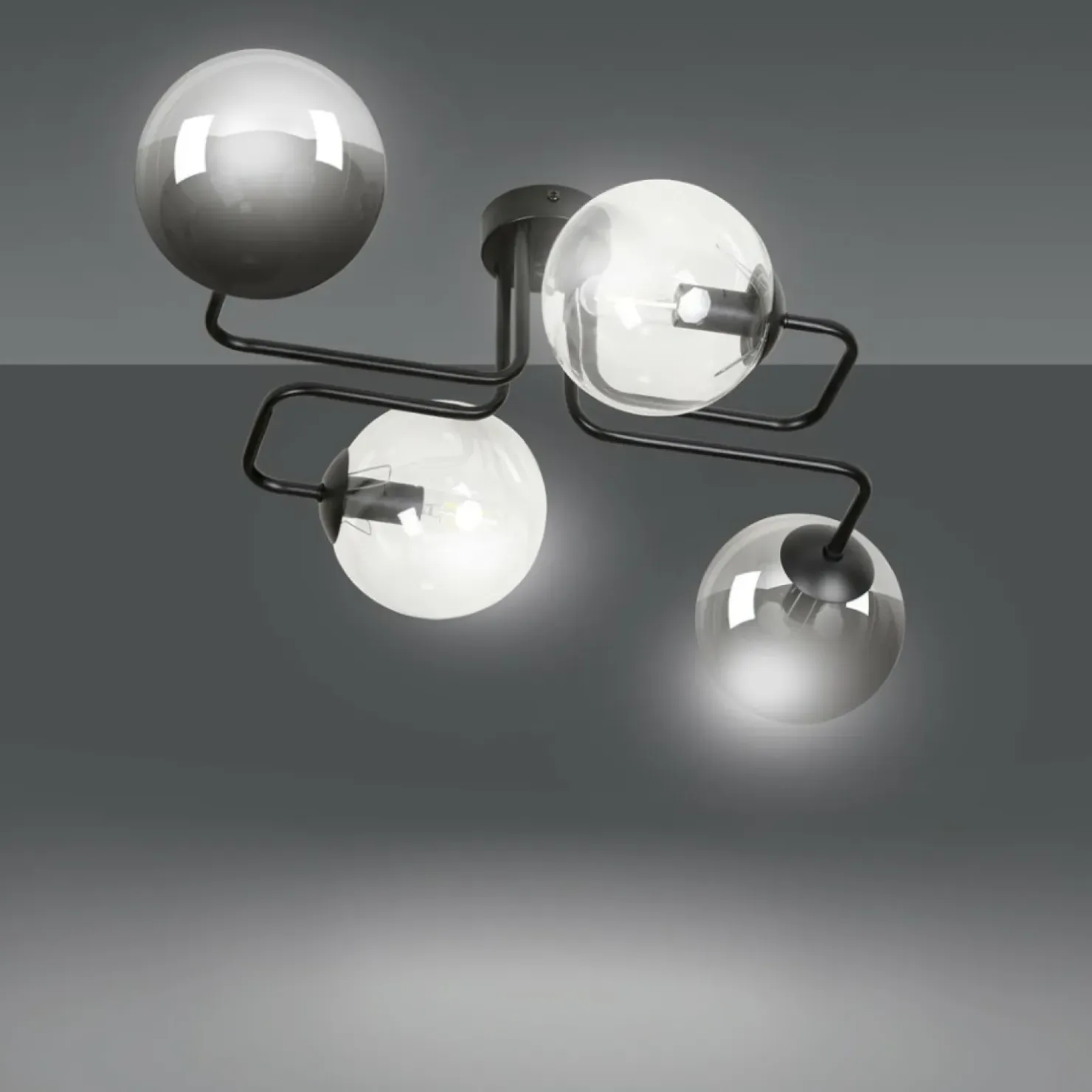 Sale Sklep Kaja Symetryczna czarna lampa sufitowa z kloszami 843/4M3 | Kaja