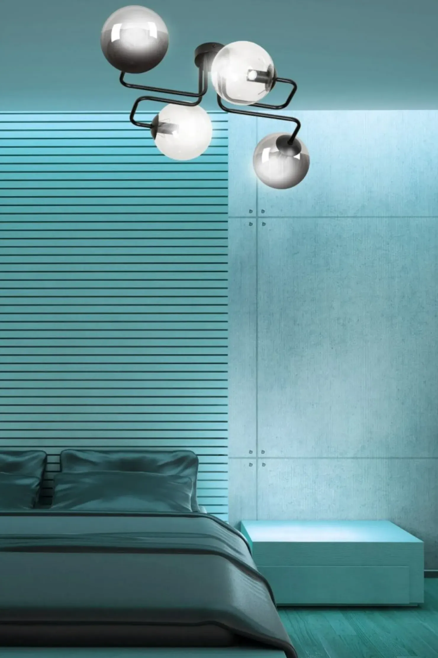 Sale Sklep Kaja Symetryczna czarna lampa sufitowa z kloszami 843/4M3 | Kaja