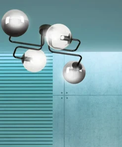 Sale Sklep Kaja Symetryczna czarna lampa sufitowa z kloszami 843/4M3 | Kaja