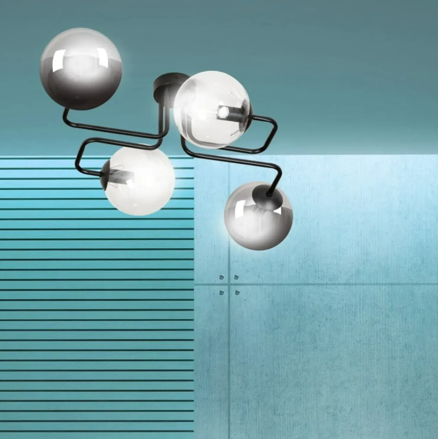 Sale Sklep Kaja Symetryczna czarna lampa sufitowa z kloszami 843/4M3 | Kaja