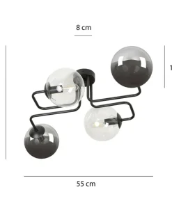 Sale Sklep Kaja Symetryczna czarna lampa sufitowa z kloszami 843/4M3 | Kaja
